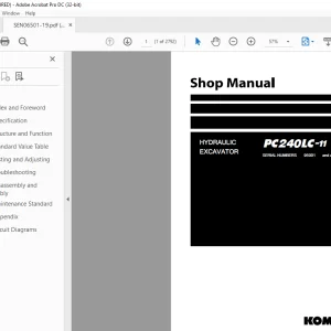 Komatsu HYDRAULIC EXCAVATOR PC240LC-11 Shop Manual SEN06501-19 -PDF