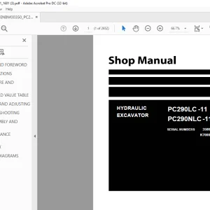 Komatsu HYDRAULIC EXCAVATOR PC290LC -11 PC290NLC -11 Shop Manual UENBM00350 PDF