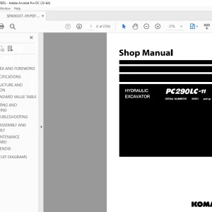 Komatsu HYDRAULIC EXCAVATOR PC290LC-11 Shop Manual SEN06507-09 PDF