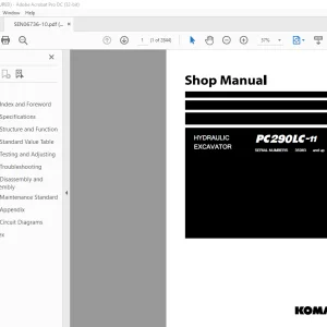 Komatsu HYDRAULIC EXCAVATOR PC290LC-11 Shop Manual SEN06736-10 PDF