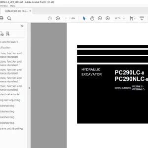Komatsu HYDRAULIC EXCAVATOR PC290LC-8 PC290NLC-8 Shop Manual - PDF DOWNLOAD