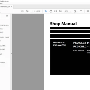 Komatsu HYDRAULIC EXCAVATOR PC290LC I-11E0 PC290NLCI-11E0 Shop Manual UENBM00580 PDF