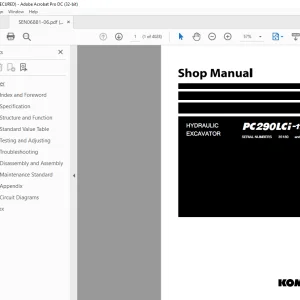 Komatsu HYDRAULIC EXCAVATOR PC290LCi-11 Shop Manual SEN06881-06 PDF