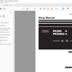 Komatsu HYDRAULIC EXCAVATOR PC300 -8 PC300LC-8 Shop Manual SEN01983-15TH - PDF DOWNLOAD
