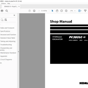 Komatsu HYDRAULIC EXCAVATOR PC360LC-11 Shop Manual SEN06513-19  PDF