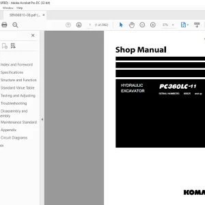Komatsu HYDRAULIC EXCAVATOR PC360LC-11 Shop Manual SEN06810-08 PDF