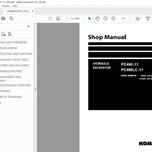 Komatsu HYDRAULIC EXCAVATOR PC490 -11  PC490LC -11 Shop Manual UENBM00303