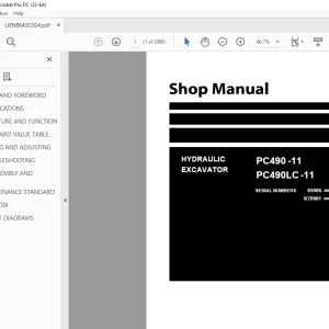 Komatsu HYDRAULIC EXCAVATOR PC490 -11 PC490LC -11 Shop Manual UENBM00304