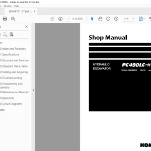 Komatsu HYDRAULIC EXCAVATOR PC490LC-11 Shop Manual SEN06731-07 PDF