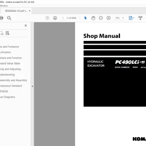 Komatsu HYDRAULIC EXCAVATOR PC490LCi-11 Shop Manual SEN06944-02 PDF