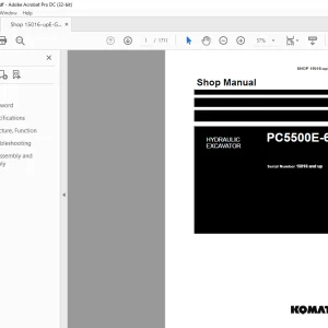 Komatsu HYDRAULIC EXCAVATOR PC5500E-6 Shop Manual - PDF DOWNLOAD