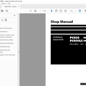 Komatsu HYDRAULIC EXCAVATOR PC600 -8R PC600LC-8R Shop Manual SEN02402-19 -PDF  DOWNLOAD