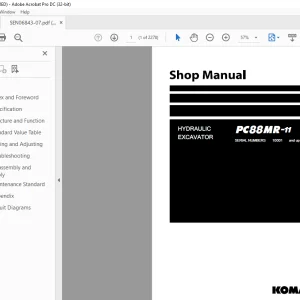 Komatsu HYDRAULIC EXCAVATOR PC88MR-11 Shop Manual SEN06843-07 PDF