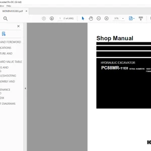 Komatsu HYDRAULIC EXCAVATOR PC88MR-11E0 Shop Manual WENBM00280 PDF