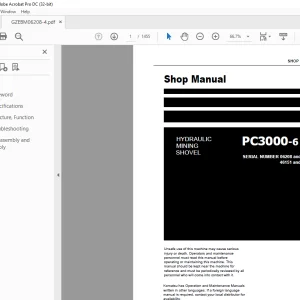 Komatsu HYDRAULIC MINING SHOVEL PC3000-6 Shop Manual 06208-upD-GB-04 - PDF DOWNLOAD