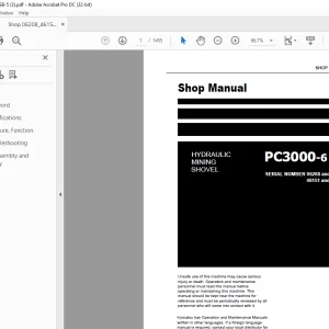 Komatsu HYDRAULIC MINING SHOVEL PC3000-6 Shop Manual PDF