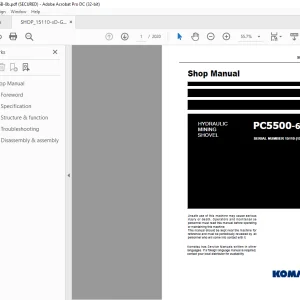 Komatsu HYDRAULIC MINING SHOVEL PC5500-6 Shop Manual - PDF DOWNLOAD