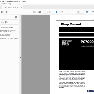 Komatsu HYDRAULIC MINING SHOVEL PC7000-6 Shop Manual 35001-xD-GB-0 PDF