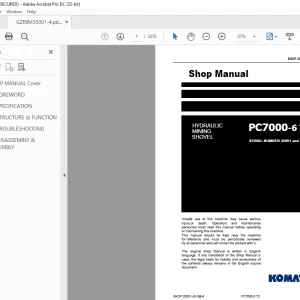 Komatsu HYDRAULIC MINING SHOVEL PC7000-6 T2 Shop Manual - PDF DOWNLOAD