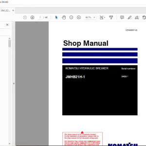 Komatsu Hydraulic Breaker JMHB21H-1 Shop Manual SEN06667-02 PDF DOWNLOAD