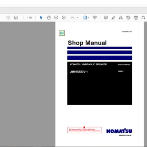 Komatsu Hydraulic Breaker JMHB230V-1 Shop Manual SEN06683-00 PDF