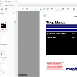 Komatsu Hydraulic Breaker JMHB670V-1 Shop Manual SEN06686-06 PDF