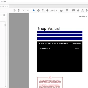 Komatsu Hydraulic Breaker JMHB670V-1 Shop Manual SEN06686-07 PDF DOWNLOAD