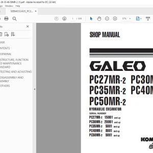 Komatsu Hydraulic Excavator Galeo PC27MR-2 PC30MR-2 PC35MR-2 PC40MR-2 PCMR50-2 Shop Manual PDF