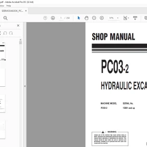 Komatsu Hydraulic Excavator PC03-2 Shop Manual SEBM004600K - PDF DOWNLOAD