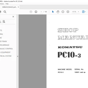 Komatsu Hydraulic Excavator PC10-3 Shop Manual SEBM020NA00 - PDF DOWNLOAD