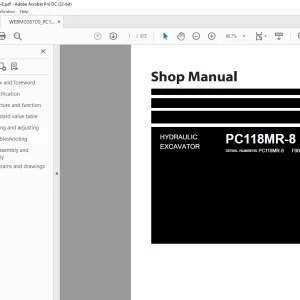 Komatsu Hydraulic Excavator PC118MR-8 Shop Manual WEBM008700 - PDF DOWNLOAD