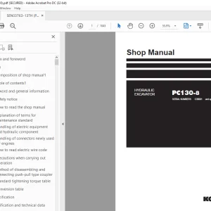 Komatsu Hydraulic Excavator PC130-8 Shop Manual SEN03763-13TH PDF