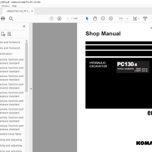 Komatsu Hydraulic Excavator PC130-8 Shop Manual UEN03763-00 PDF