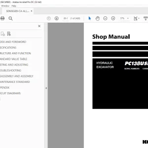 Komatsu Hydraulic Excavator PC138USLC-11 Shop Manual SEN06589-CA PDF