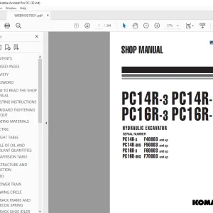Komatsu Hydraulic Excavator PC14 PC16R-3(HS) Shop Manual WEBM007801 - PDF DOWNLOAD