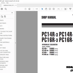 Komatsu Hydraulic Excavator PC14R-3 PC14R-3HS PC16R-3 PC16R-3HS Shop Manual PDF