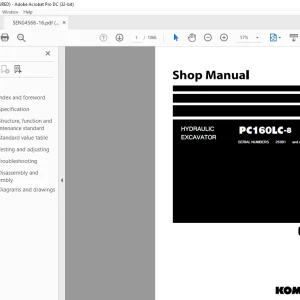 Komatsu Hydraulic Excavator PC160LC-8 SHOP MANUAL SEN04566-16 PDF