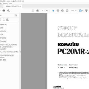 Komatsu Hydraulic Excavator PC20MR-2 Shop Manual SEBM037001 PDF