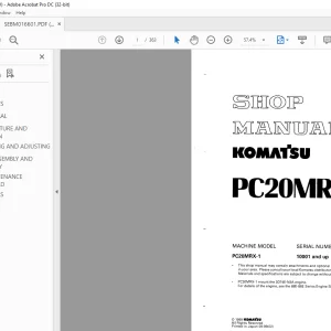 Komatsu Hydraulic Excavator PC20MRX-1 Shop Manual SEBM016601  - PDF DOWNLOAD