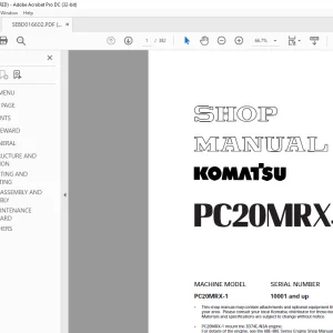 Komatsu Hydraulic Excavator PC20MRX-1 Shop Manual SEBM016602 - PDF DOWNLOAD