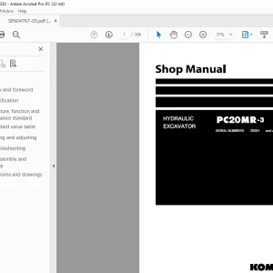 Komatsu Hydraulic Excavator PC20MRX-3 Shop Manual SEN04767-05 - PDF DOWNLOAD
