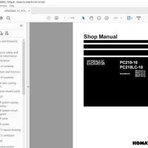 Komatsu Hydraulic Excavator PC210-10 PC210LC-10 Shop Manual UEN05842-01 PDF