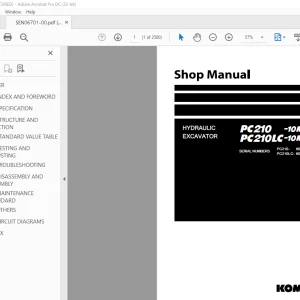 Komatsu Hydraulic Excavator PC210-10M0 PC210LC-10M0 Shop Manual SEN06701-00- PDF