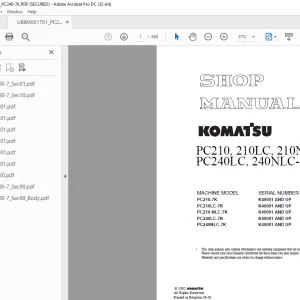 Komatsu Hydraulic Excavator PC210,210LC,210NLC PC240LC,240NLC-7K Shop Manual  PDF