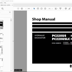 Komatsu Hydraulic Excavator PC228US-3E0 PC228USLC-3E0 Shop Manual PDF