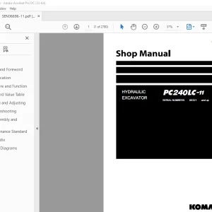 Komatsu Hydraulic Excavator PC240LC-11 Shop Manual SEN06696-11 PDF