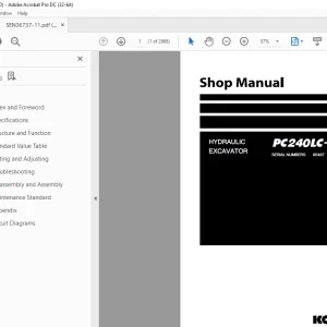 Komatsu Hydraulic Excavator PC240LC-11 Shop Manual SEN06737-11 PDF