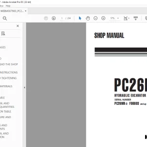 Komatsu Hydraulic Excavator PC26MR-3 Shop Manual WEBM007900 - PDF DOWNLOAD
