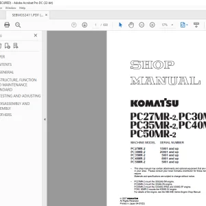 Komatsu Hydraulic Excavator PC27MR-2 PC30MR-2 PC35MR-2 PC40MR-2 PCMR50-2 Shop Manual  PDF