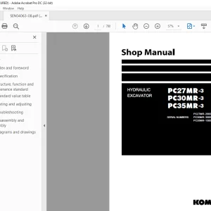 Komatsu Hydraulic Excavator PC27MR-3 PC30MR-3 PC35MR-3 Shop Manual SEN04063-C8 PDF